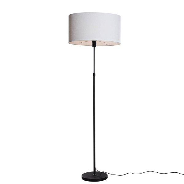 Vloerlamp zwart met ovale linnen kap wit 50cm - Parte