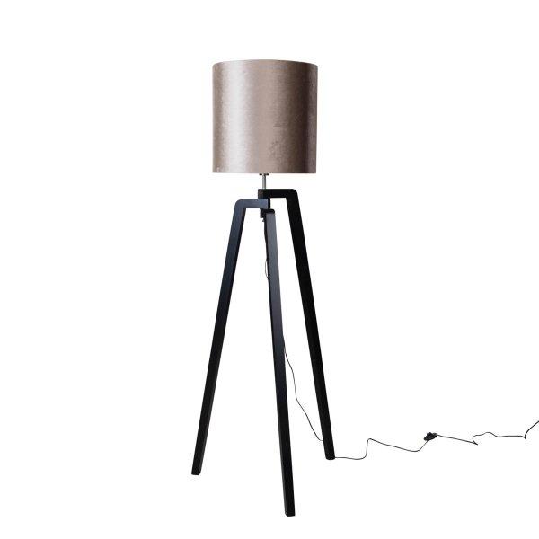 Vloerlamp zwart met velours kap taupe 50cm - Puros