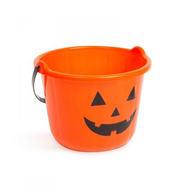 Halloween-i műanyag vödör - tök mintás - 20 x 15 cm (58115)