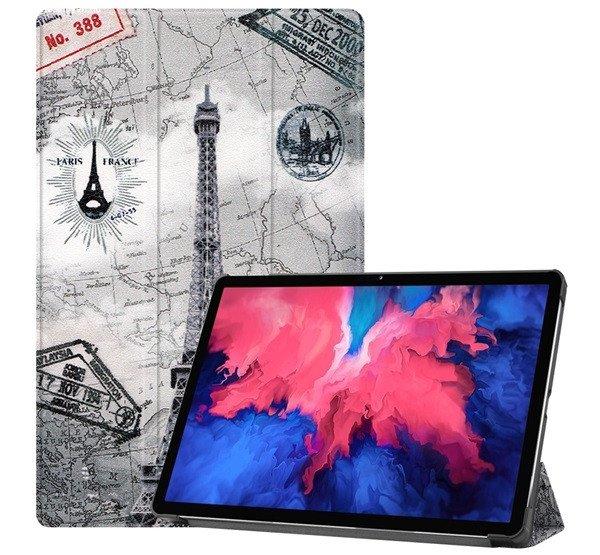 Tok álló, bőr hatású (aktív FLIP, oldalra nyíló, TRIFOLD, asztali
tartó, Eiffel torony, térkép) VILÁGOSSZÜRKE Lenovo Tab P11 (TB-J606F),
Lenovo Tab P11 5G (TB-J607Z), Lenovo Tab P11 Plus (TB-J616F)