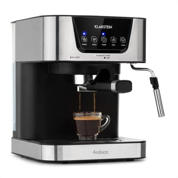 Klarstein Arabica, eszpresszó kávéfőző, 1050 W, 15 bar, 1,5 l, érintős
vezérlőpanel, rozsdamentes acél