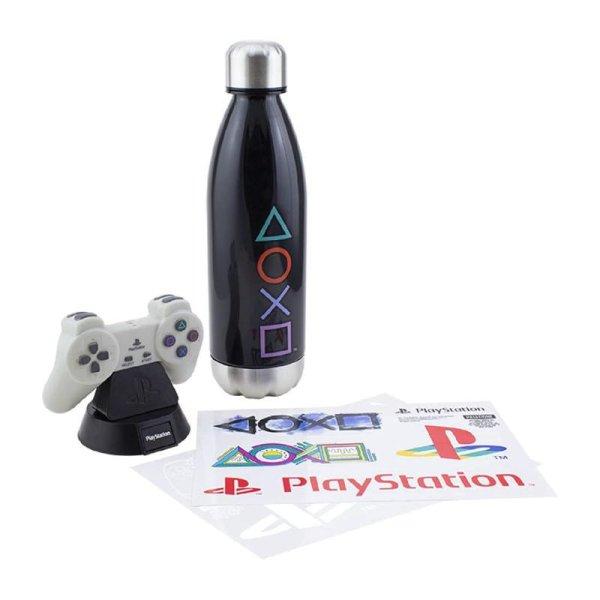 Playstation Icon Light, palack és matrica ajándék készlet