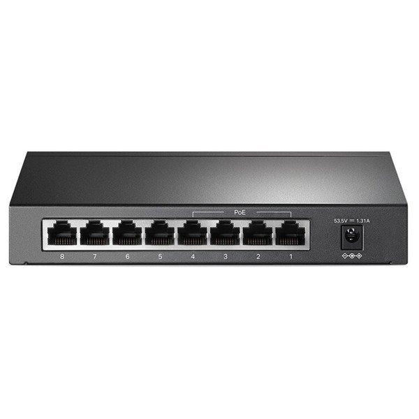 tp-link TL-SF1008P, 8 port mini Desktop Switch, 8x 10/100M RJ45 ports, 4x PoE,
steel case