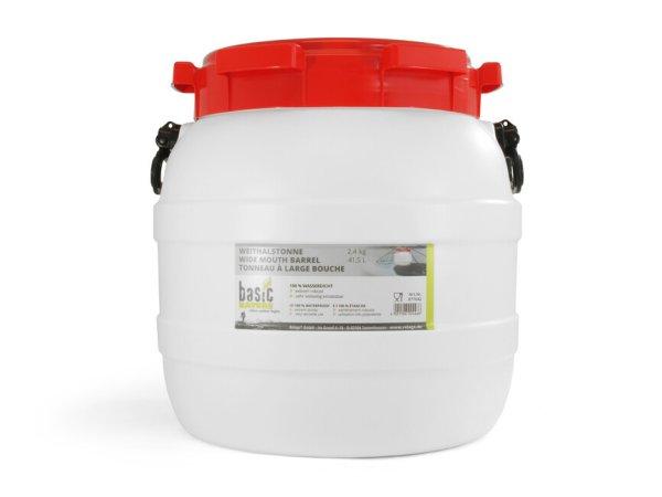 BasicNature széles szájú hordó fehér 41,5 l