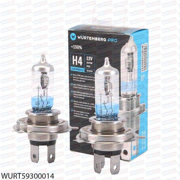 Würtenberg H4 +150% halogén izzó 12V 60/55W