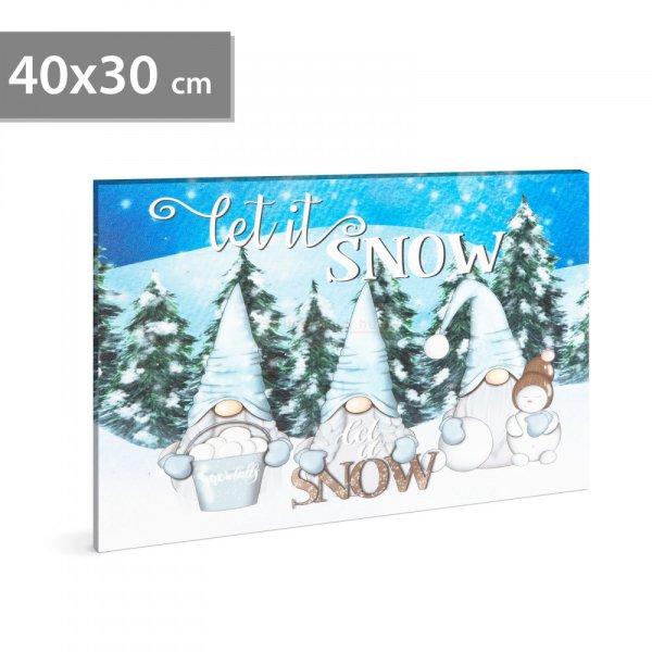 LED-es fali hangulatkép - "Let it snow" - 2 x AA, 40 x 30 cm