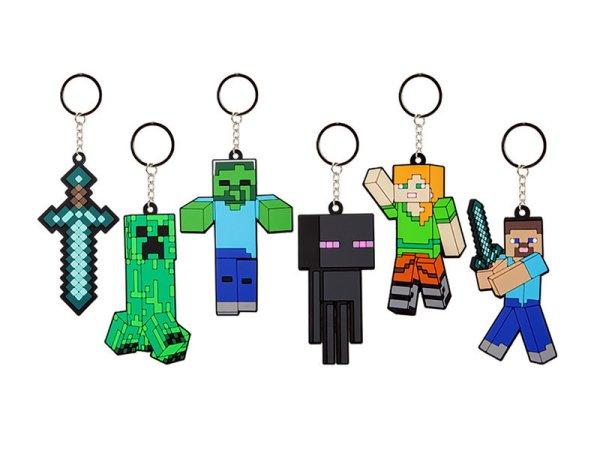 Minecraft kulcstartó 8 cm puha figurával, 6 féle