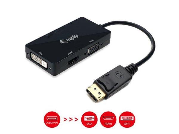 EQuip DisplayPort to VGA/HDMI/DVI Adapter Black