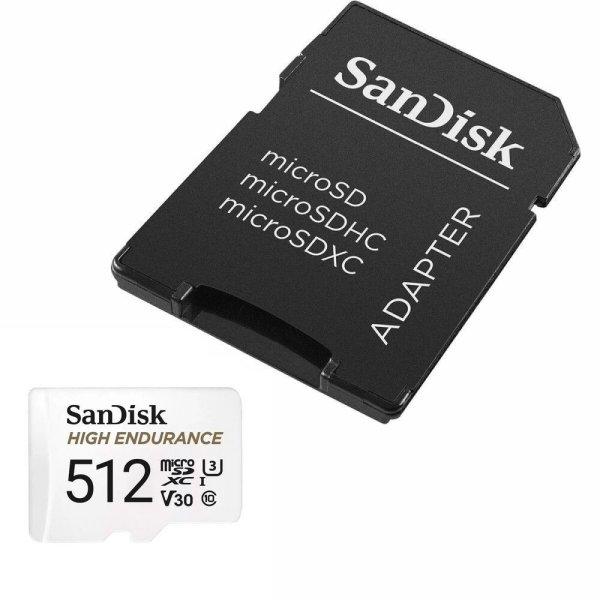 Sandisk 512GB microSDXC High Endurance Class 10 CL10 U3 V30 + adapterrel