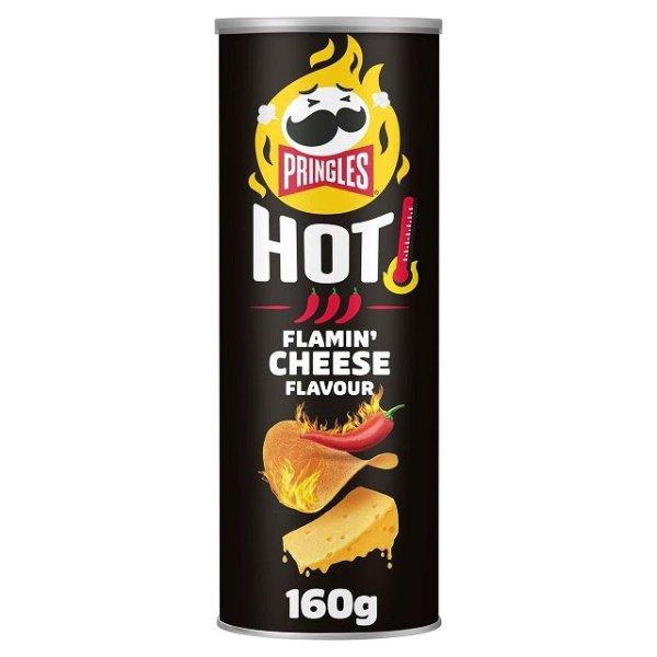 Pringles Hot Flamin Cheese sajtos ízű csípős chips 160g