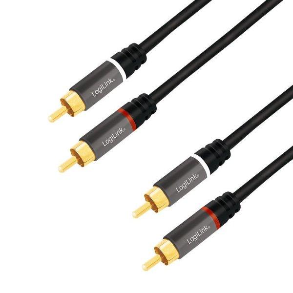 Logilink Audio cable 2xRCA/M to 2x RCA/M metal 3m Black