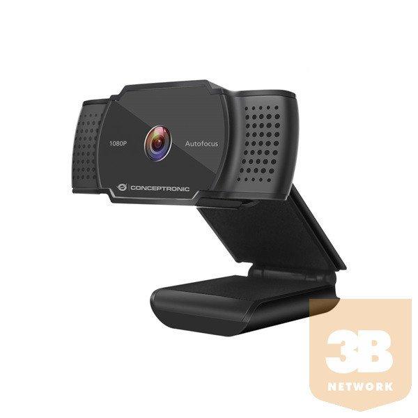 Conceptronic Webkamera - AMDIS06B (2592x1944 képpont, Auto-fókusz, 30 FPS, USB
2.0, univerzális csipesz, mikrofon)