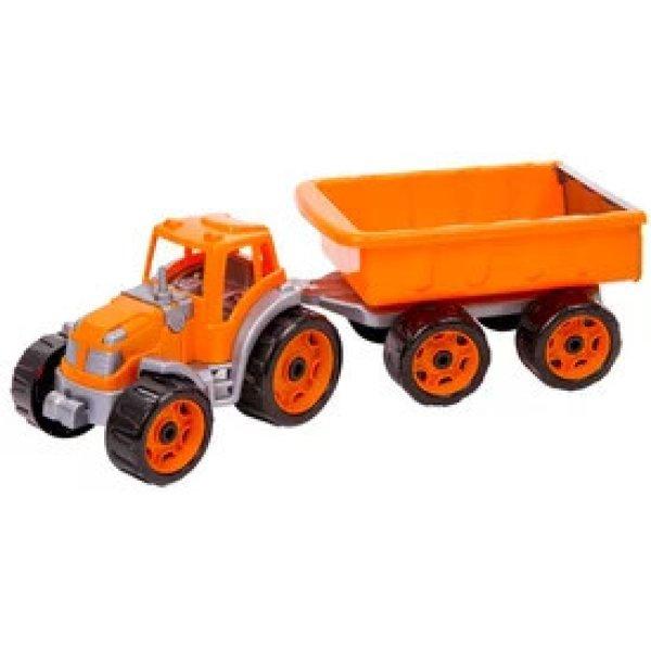 Műanyag traktor utánfutóval - 53 cm