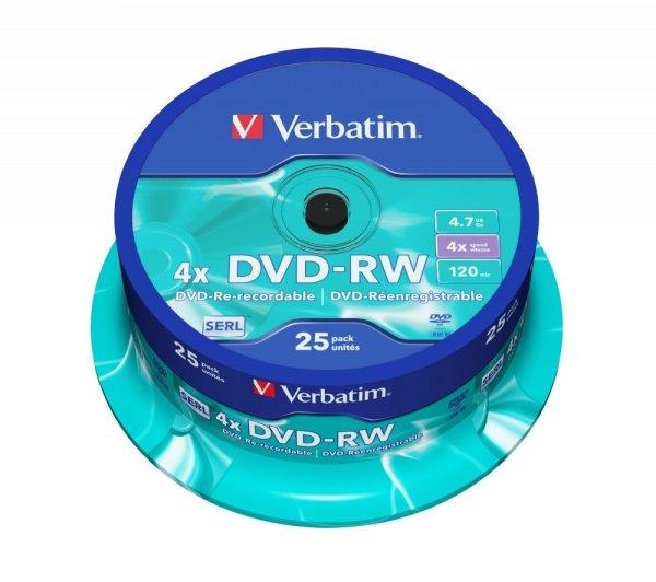 Verbatim DVD-RW 4,7Gb 4x Hengeres 25db/csomag (25-es címke)