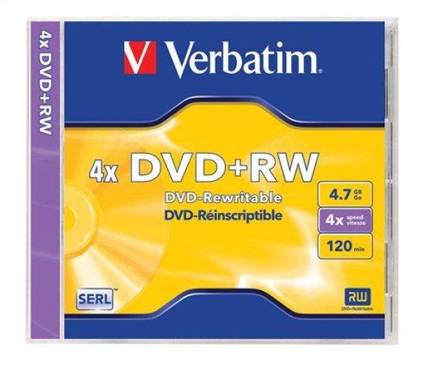 Verbatim DVD+RW 4,7Gb 4x Normál tok 1db/csomag (1-es címke)