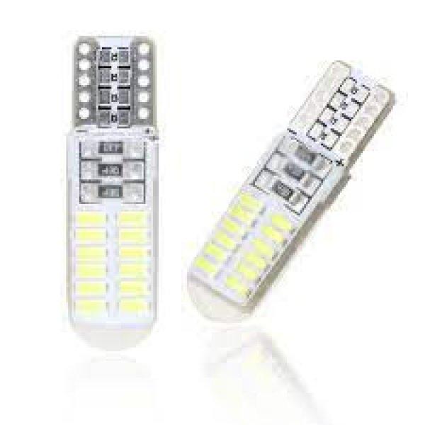 SMD-T10-3024SMD-2 2db-os SZILIKON - fehér - 12V CANBUS