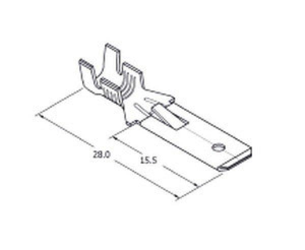 Csúszósaru kábelvég füles hosszú (apa) 6,3mm 100db 73409