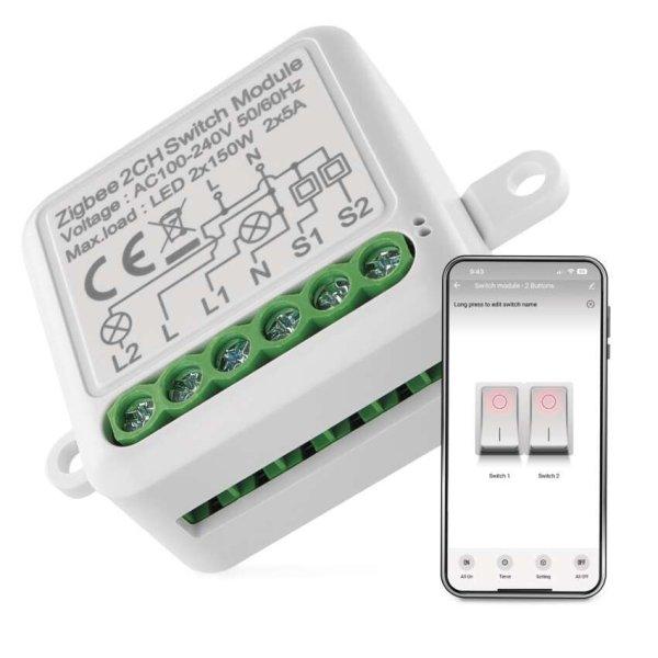 EMOS H5102, GoSmart kapcsolómodul IP-2102SZ, ZigBee, 2 csatornás