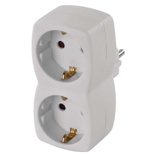 EMOS P00252N, #ADAPTOR 2× WHITE SCHUKO 16 A MAX.