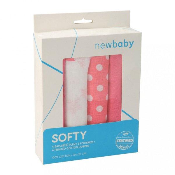 Pamut tetra pelenka New Baby Softy nyomtatott mintával 70 x 70 cm 4 db
fehér-rózsaszín