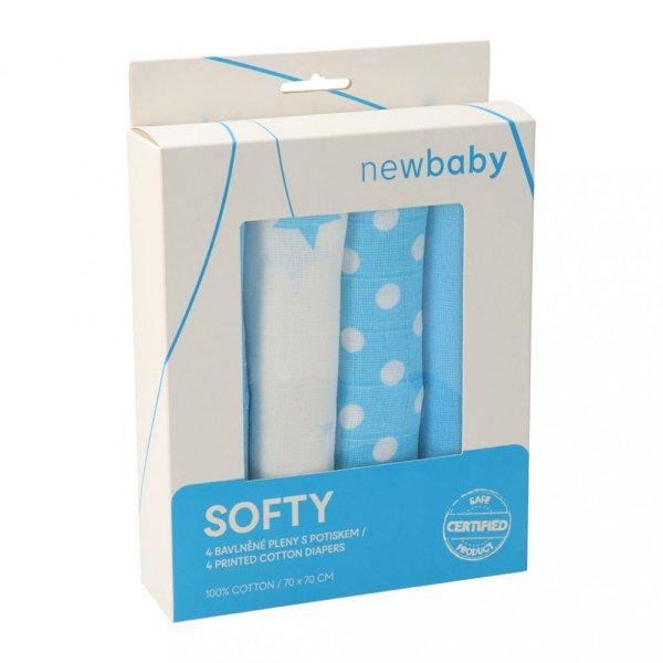 Pamut tetra pelenka New Baby Softy nyomtatott mintával 70 x 70 cm 4 db
fehér-türkiz