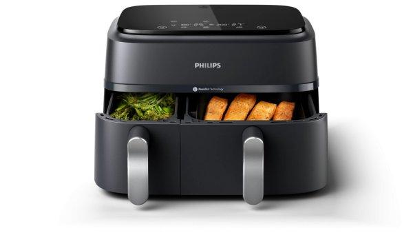 Philips 3000 Series Dual Basket NA351 XXL 9L kétzónás, dupla kosaras 2750W
Air Fryer, forrólevegős, olajmentes olajsütő, 9 literes Airfryer (NA351/00)