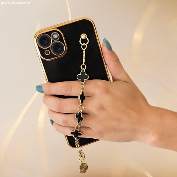 IP 15 Plus Trend Case telefontok virágos, fekete