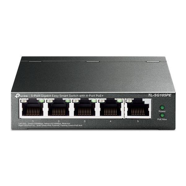 tp-link TL-SG105PE, 5-Port Gigabit Easy Smart Switch with 4-Port PoE, 4x Gigabit
PoE Ports, 1x Gigabit Non-PoE Ports