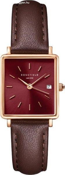 Rosefield Boxy XS Burgundy Sunray Dark Brown Leather Rose Gold QBBLR-Q56