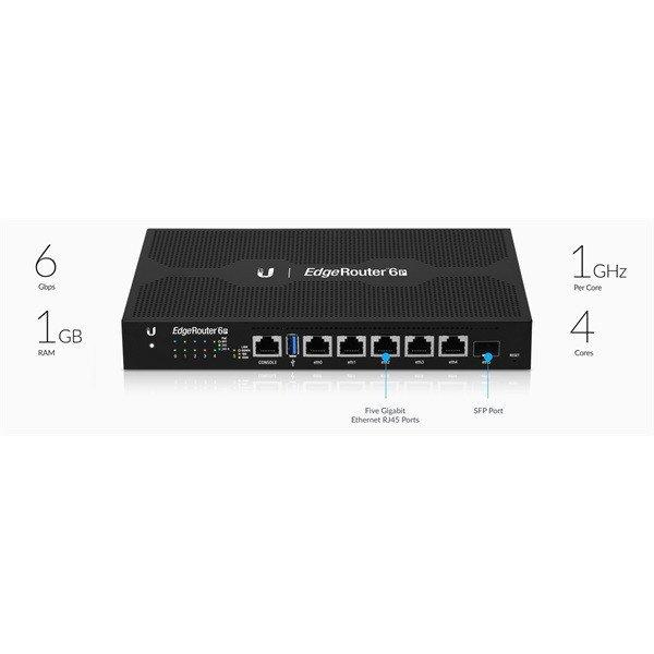 UBiQUiTi EdgeRouter 5x1000Mbps + 1x1000Mbps SFP, Falra rögzíthető, Fémházas
- ER-6P