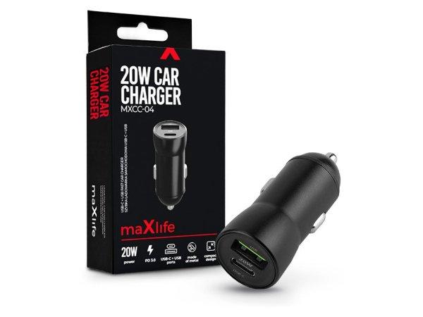 Maxlife szivargyújtós töltő adapter USB + Type-C bemenettel - 20W - Maxlife
MXCC-04 PD3.0 + QC3.0 Car Charger - fekete