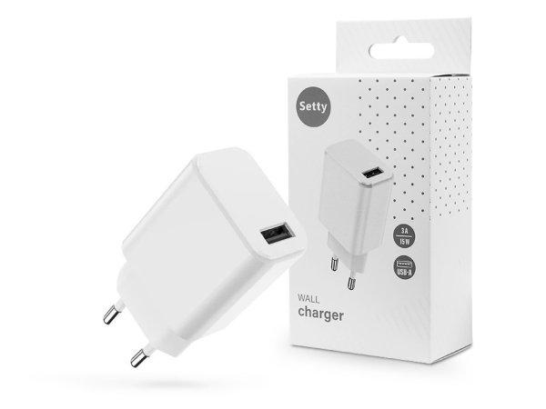 Setty USB hálózati töltő adapter - 15W - Setty USB Wall Charger - fehér