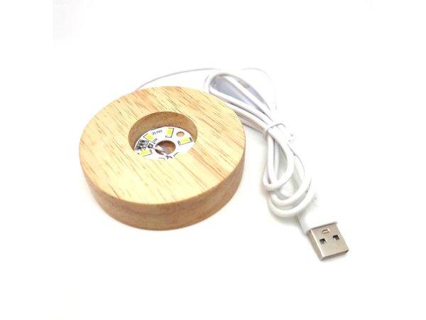 Lámpa fa talpas fehér USB 10cm