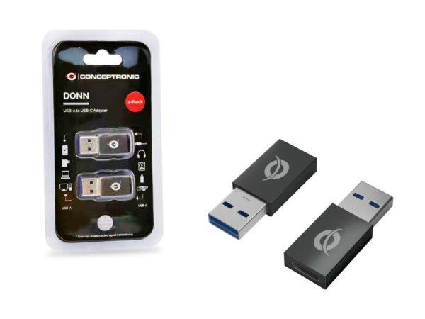 Conceptronic DONN10G USB-A to USB-C OTG Adapter (2-Pack)