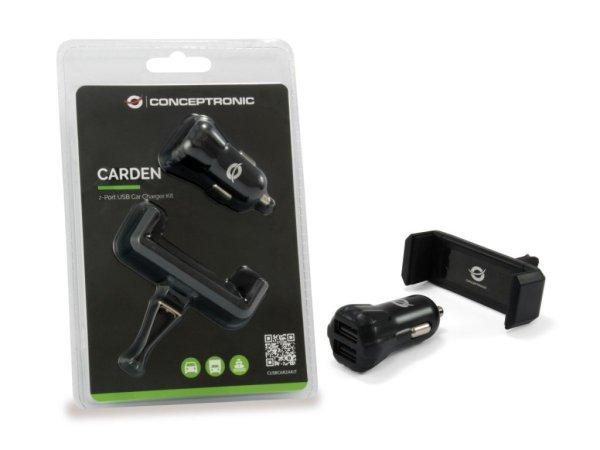 Conceptronic CUSBCAR2AKIT 2-Port USB Car Charger Kit Black