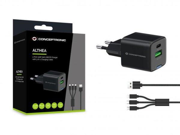 Conceptronic 2-Port 33W USB Charger Black