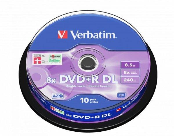 Verbatim DVD+R 8,5Gb 8x Hengeres 10db/csomag (10-es címke)