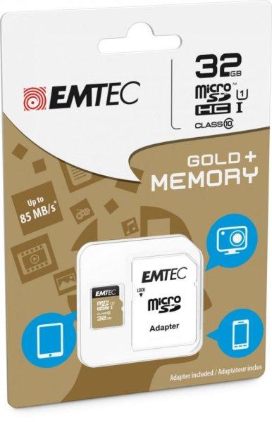 Emtec 32GB microSDHC Elite Gold Class 10 UHS-I U1 + adapterrel