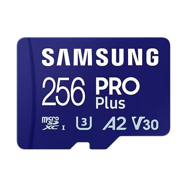 SAMSUNG Memóriakártya, PRO Plus microSDXC kártya 256GB, CLASS 10, UHS-I, U3,
V30, A2, + Adapter, R180/W130