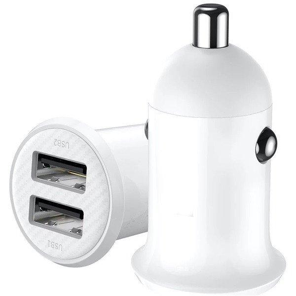 BLACKBIRD Autós Szivargyújtós Adapter 2xUSB + beépített Micro USB kábel,
Fehér