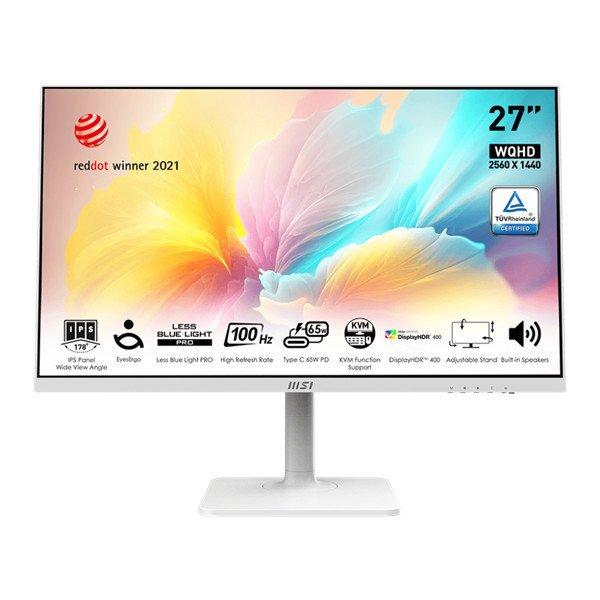 MSI Monitor Business Modern MD272QXPW 27" QHD, 2560x1440, 100Hz, IPS 16:9,
1000:1, 400cd/m2, 4ms, HDMI, DP, USB-C, White