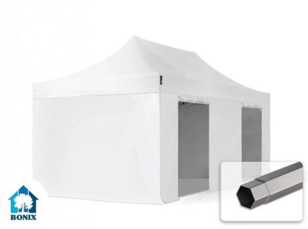 PROFI Pop-up összecsukható pavilon rendezvénysátor 3x6m ponyva PVC  4db
oldalfallal, acélszerkezettel, ablak nélkül  fehér