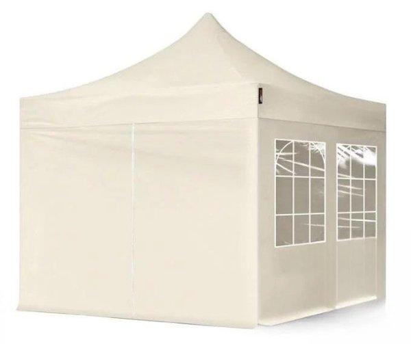 PROFI  Pop-up összecsukható pavilon, rendezvénysátor 3x3 m, ponyva PVC 
vázszerkezet 30mm acél,  4db oldalfal krém színben