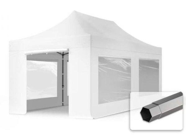 PROFI Pop-up összecsukható pavilon rendezvénysátor 3x6m ponyva PVC 4db
oldalfallal, acélszerkezettel, ablakkal