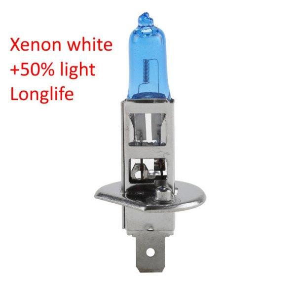 Halogén izzó H1 xenon fehér 12V 55W +50% Longlife