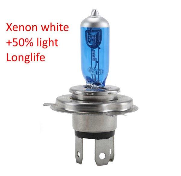 Halogén izzó H4 xenon fehér 12V 60/55W +50% Longlife