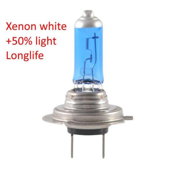 Halogén izzó H7 xenon fehér 12V 55W +50% Longlife