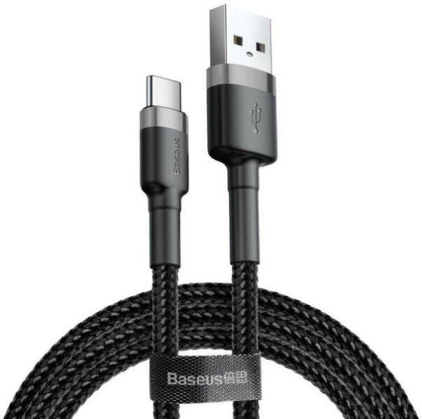 Baseus Cafule USB-C gyors adat/töltőkábel 2A 3m, Fekete-Szürke