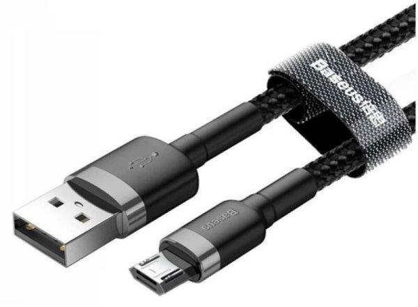 Baseus Cafule MicroUSB kábel 2,4A 1m, Szürke-Fekete