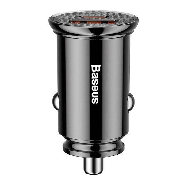 Baseus USB-A/USB-C Dual PD3.0 QC4.0 30W autós töltő, fekete